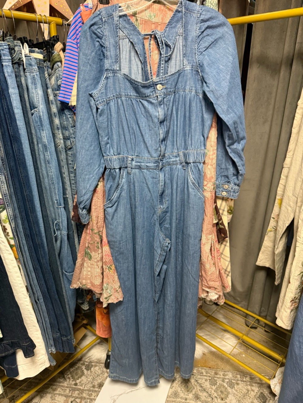 NWOT Free People We The Free Clara Denim Jumpsuit - Picture 4 of 6